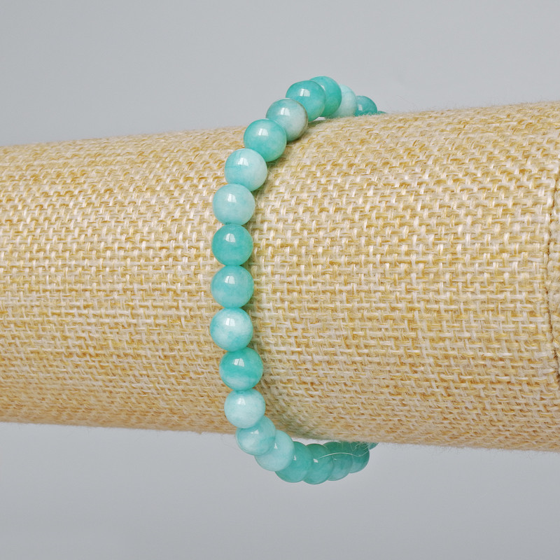 Armband aus künstlichem Amazonit, glatte Kugeln, Ø 6,5 mm, Länge ca. 18 cm (Stretcharmband)