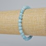 Armband aus Aquamarin, natürlicher Stein, glatte Kugel, Durchmesser ca. 6,5 mm, Länge ca. 18 cm (Stretch)
