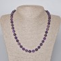 Halskette aus Amethyst, natürlicher Stein, facettierte Kugel, Durchmesser ca. 8 mm, Länge 46–49 cm