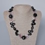 Kette aus schwarzem Achat und tschechischem Kristall, Länge 49–51 cm+
