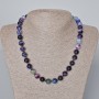 Achatkette violett, natürlicher Stein, glatte Perlen, Durchmesser 10 mm, Länge 45–47 cm
