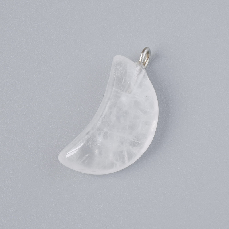Anhänger „Mond“ Bergkristall, natürlicher Stein, Durchmesser ca. 17×10 mm, Länge ca. 25 mm