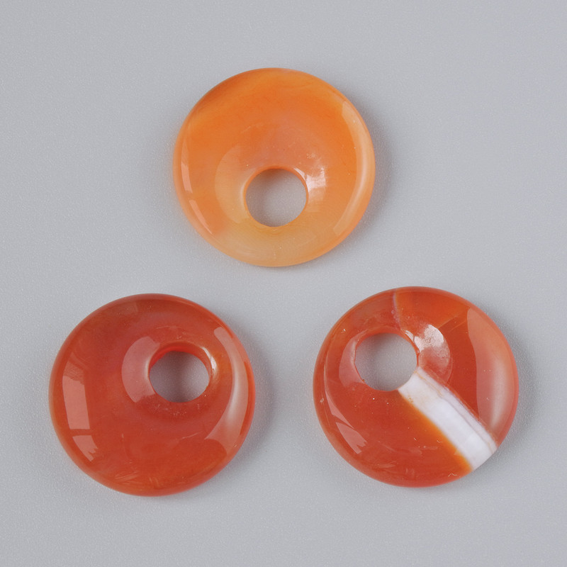 Donut-Anhänger aus Karneol, natürlicher Stein, Durchmesser 18 × 5 mm, Lochdurchmesser ca. 5 mm