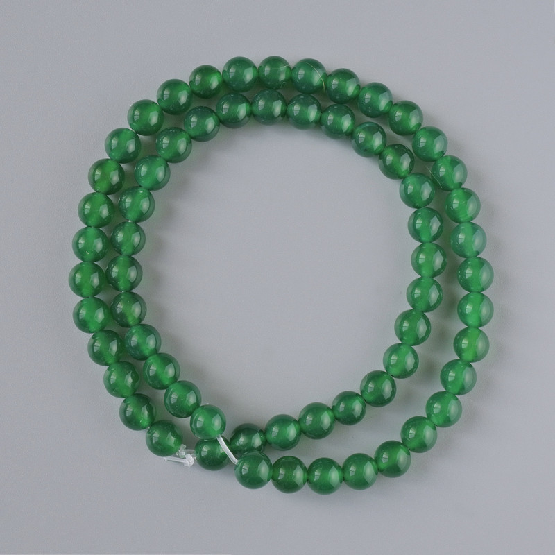 Chrysoprase-Perlen aus natürlichem Stein, glatte Kugeln, Durchmesser ca. 6 mm, Länge ca. 38 cm, auf Faden