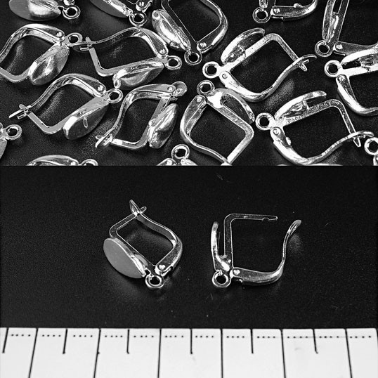 Schmuckzubehör – Ohrhaken mit englischem Verschluss „Zunge“ 50 Paar 14×10 mm + silbernes Metall