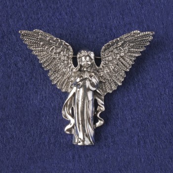 Brosche-Anhänger Engel silberfarbenes Metall 43×50 mm+