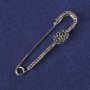 Nadelbrosche mit schwarzen Strasssteinen, silberfarbenem Metall 71×16 mm+
