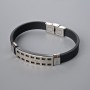 Herrenarmband mit Metalleinsätzen, Länge 21 cm, Dicke 10 mm ±, Dicke des Inserts 11,5 mm ±
