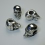 Einlagenperle 'Schädel', Durchmesser 13 × 9,5 mm, Lochdurchmesser 4,7 mm, silberfarbener Metallton, 1 Stück