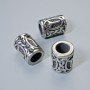Perle mit skandinavischer Rune, Ø 13×10 mm ±, Loch Ø 6 mm, silberfarbenes Metall, 1 Stück