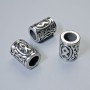 Perle Skandinavische Rune, silberfarbener Metallton, Durchmesser 13×10 mm, Lochdurchmesser 6 mm, 1 Stück