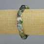 Armband aus Moosachat, Naturstein, facettiert, Durchmesser 10×15 mm, Länge 18 cm ± (Stretcharmband)