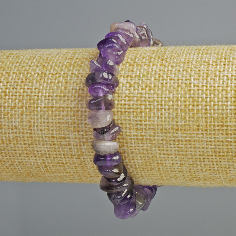 Armband aus natürlichem Amethyst, Amethyststückchen, Durchmesser 11×4 mm ±, Länge ca. 18 cm –Stretch-Armband