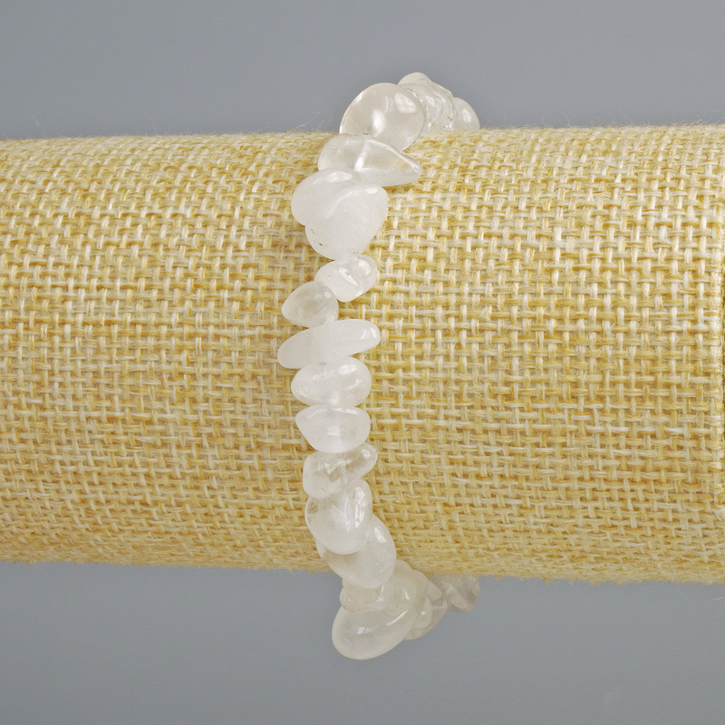 Armband Bergkristall, Naturstein-Krümel, Ø 8 × 4 mm, Länge ca. 18 cm ± (Stretcharmband)