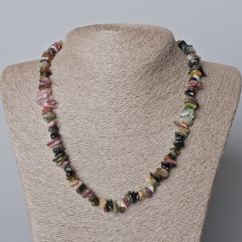 Turmalin-Halskette aus Naturstein, Granulatkugeln 9×3 mm, Länge 45–48 cm