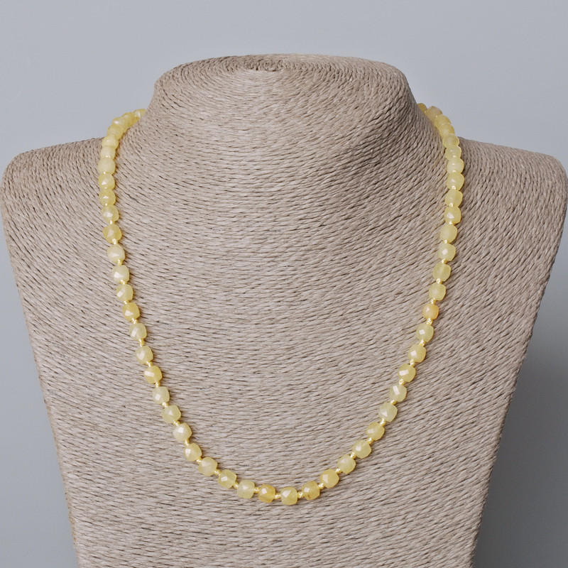 Kette aus Citrin, Naturstein, facettierte Würfel, Durchmesser 5,5 mm, Länge 45–49 cm