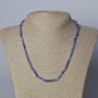 Kette aus Sodalit, natürlicher Stein, facettierte Würfel, Durchmesser ca. 4 mm, Länge 45–49 cm