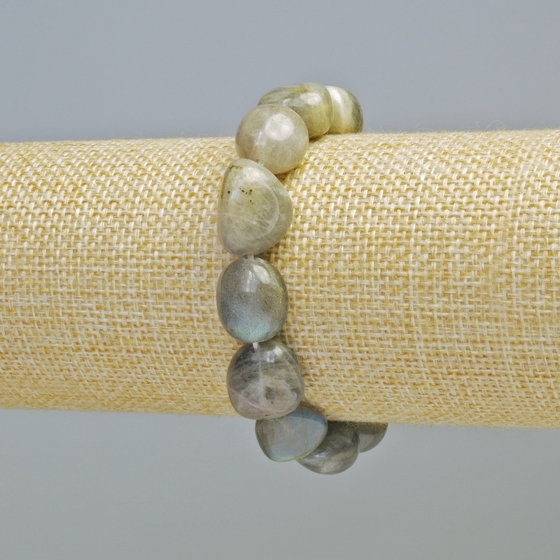 Armband aus Labradorit, facettierte Natursteinperlen, Durchmesser ca. 11×13 mm, Stretcharmband, Länge ca. 18 cm