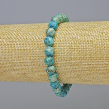 Armband aus blauem Jaspis (synthetisch) – glatte Kugeln, Ø 8 mm ±, Länge ca. 18 cm