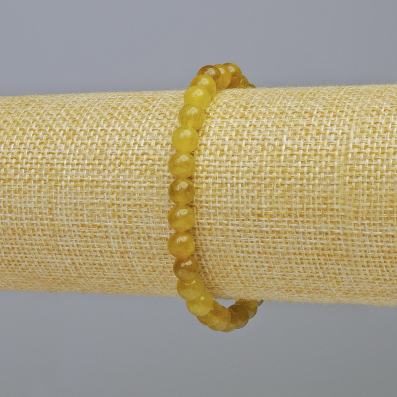 Armband aus Gelbem Quarz, glatte Kugeln Ø ca. 6 mm, Länge ca. 18 cm (Stretch-Armband)