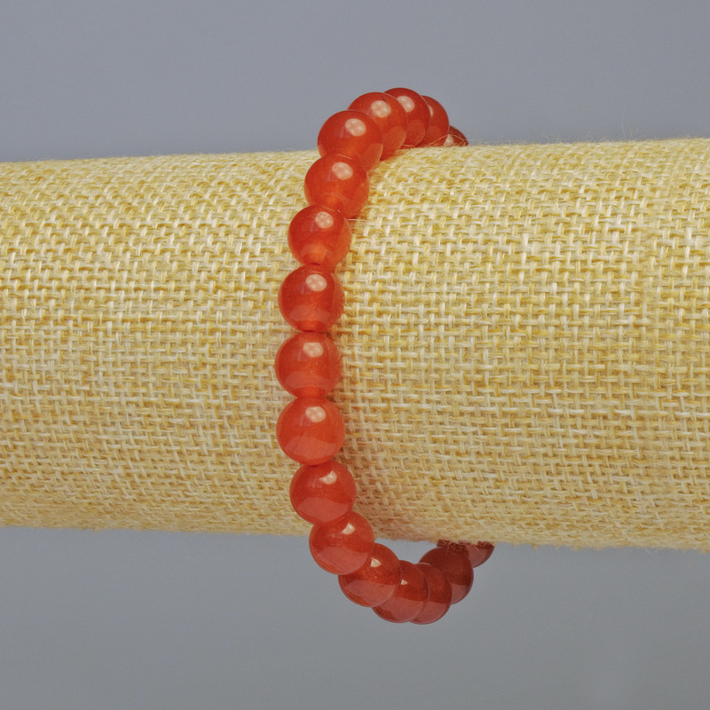 Armband aus natürlichem Karneol, glatte Kugeln, Durchmesser ca. 8 mm, Elastikarmband, Länge ca. 18 cm