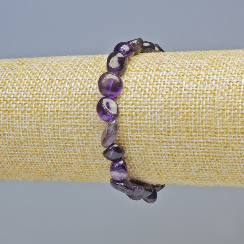 Armband aus Amethyst, natürlicher Stein, facettierte Perlen, Durchmesser 8×9 mm ± (Elastikband), Länge 18 cm+