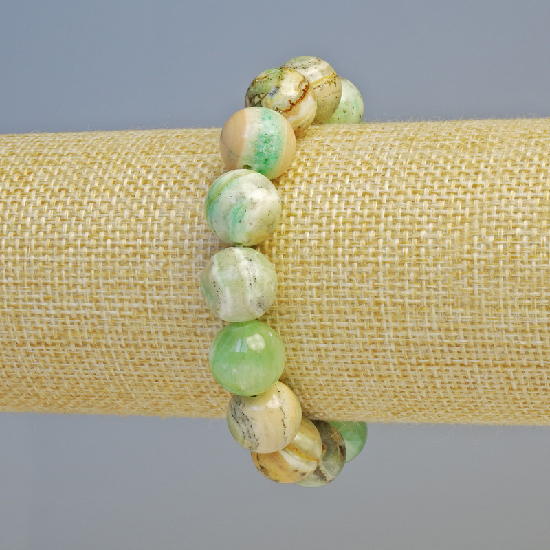 Armband Chrysopras-Imitation (künstliches Acryl) glatte Kugeln, Durchmesser ca. 12 mm, Länge ca. 18 cm, Stretcharmband