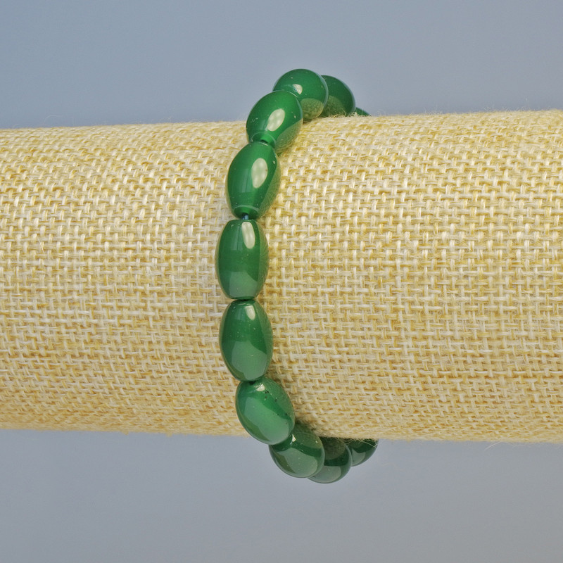 Armband aus Chrysopras, ovalförmige Perlen 8×12 mm ± (Stretch), Länge 18 cm+