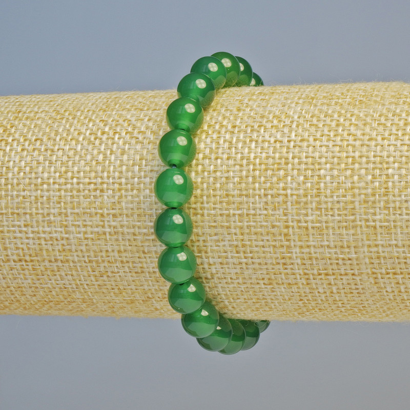 Armband Chrysopras, natürlicher Stein, glatte Kugel, Durchmesser ca. 8 mm ± (Stretch), Länge ca. 18 cm