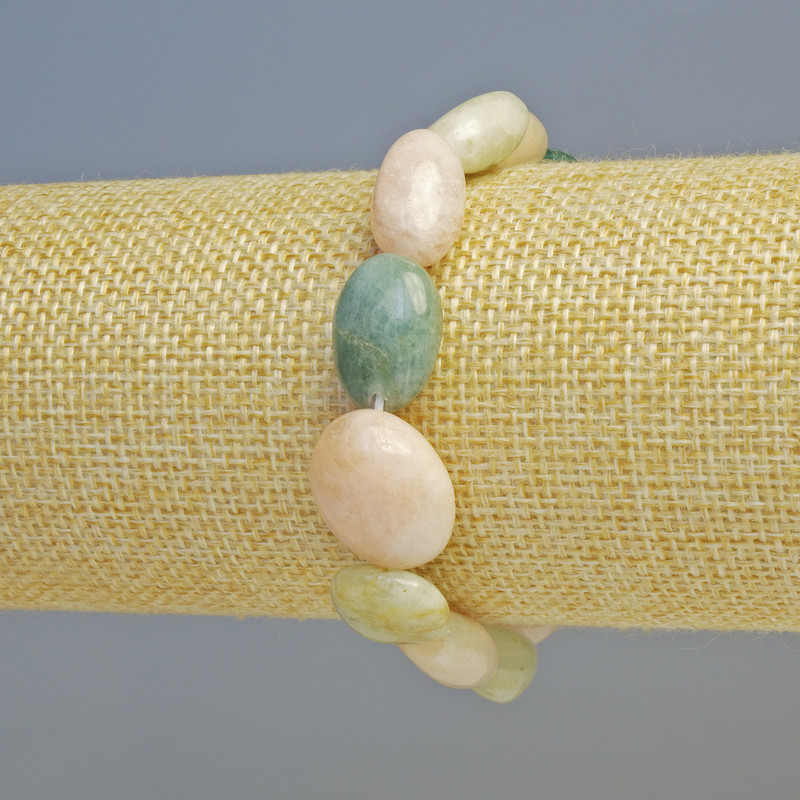 Morganit-Naturstein-Armband, facettierte Morganit-Kugeln, Ø 10×15 mm ±, Länge 18 cm+