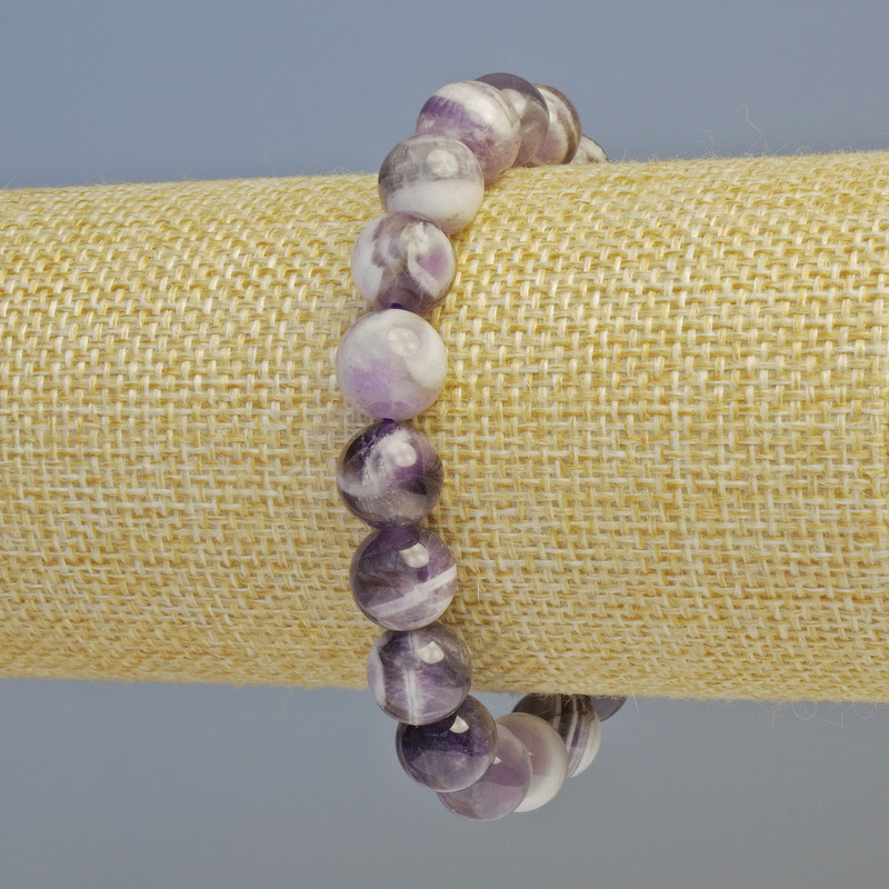 Armband aus Amethyst, natürlicher Stein, glatte Kugeln, Durchmesser ca. 10 mm, elastisches Band, Länge ca. 18 cm+