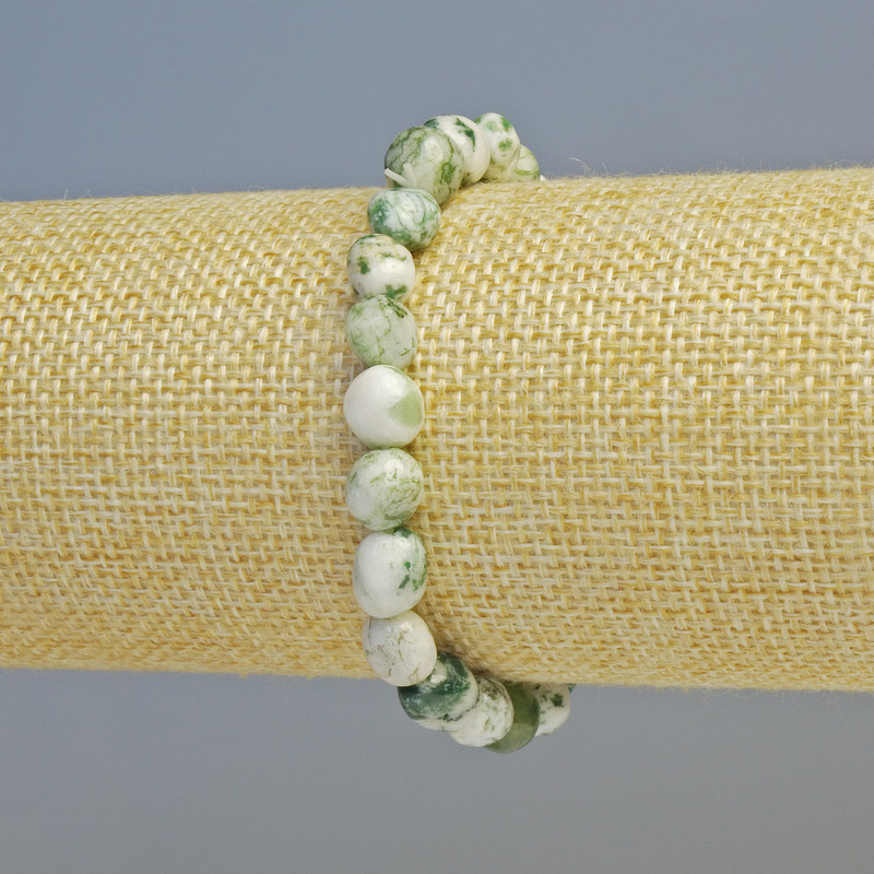 Armband Moosachat, echter Stein, facettierte Perlen, Durchmesser 8–9 mm ± (Stretch), Länge 18 cm+
