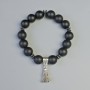 Armband Schungit (künstlich) glatte Kugeln, Durchmesser ca. 12 mm, elastisches Band, Länge ca. 18 cm, mit Hämatit-Einlagen