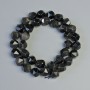 Perlen aus silbernem Obsidian, Naturstein, facettierte Kugeln, Durchmesser 8,5×10 mm, Länge ca. 36 cm, auf Schnur