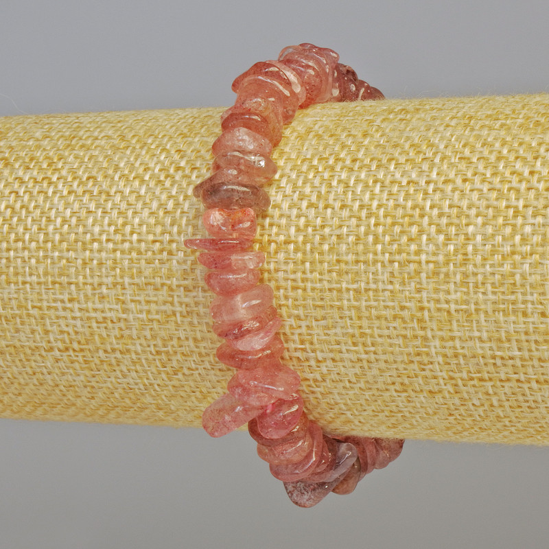 Armband aus Himbeerquarz, natürliche Kieselstücke, Durchmesser 10×3 mm ± (Stretch), Länge 18 cm+