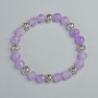 Armband aus Lavendel-Amethyst, facettierte Kugeln, Durchmesser ca. 8 mm, Stretcharmband, Länge ca. 18 cm, mit Metall-Einsätzen