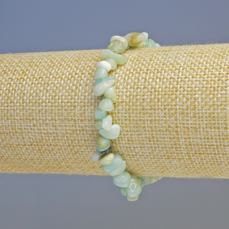 Armband aus Amazonit-Naturstein-Chips, ca. 7x3 mm, elastisch, Länge ca. 18 cm