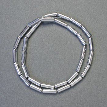 Hämatit-Zylinderperlen silberfarben, Ø 12×4 mm, Länge ca. 42 cm – Strang