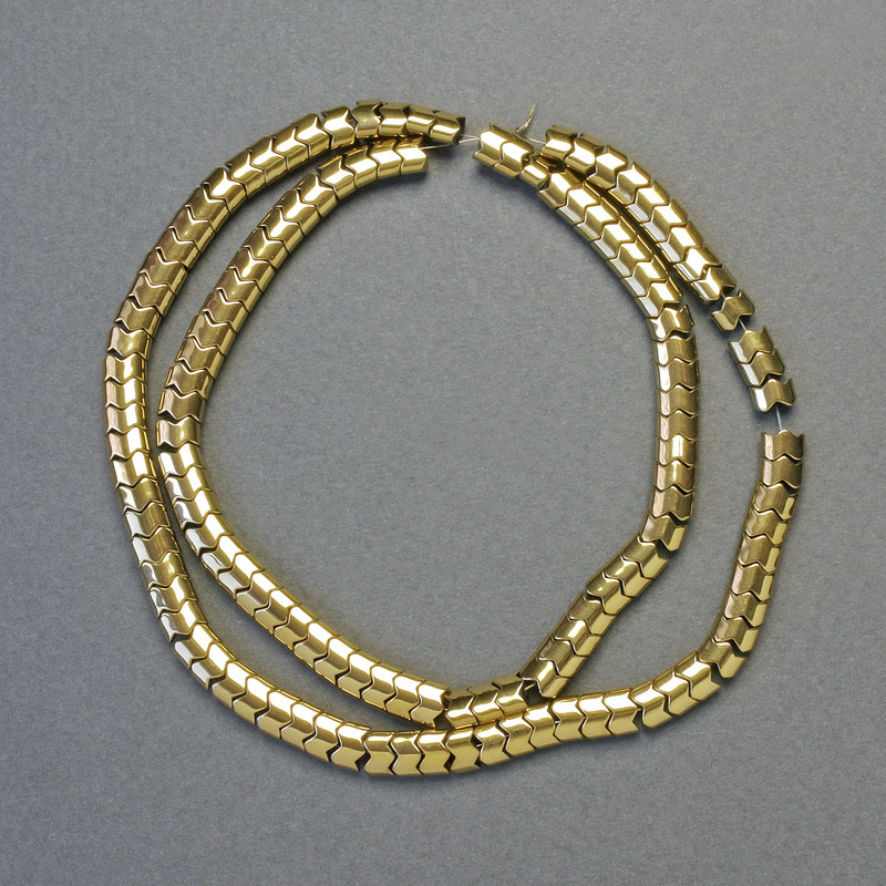 Hämatit-Perlen in Schlangeform, Zickzack-Welle Gold, Durchmesser 5×4×3 mm ±, Länge ca. 41 cm