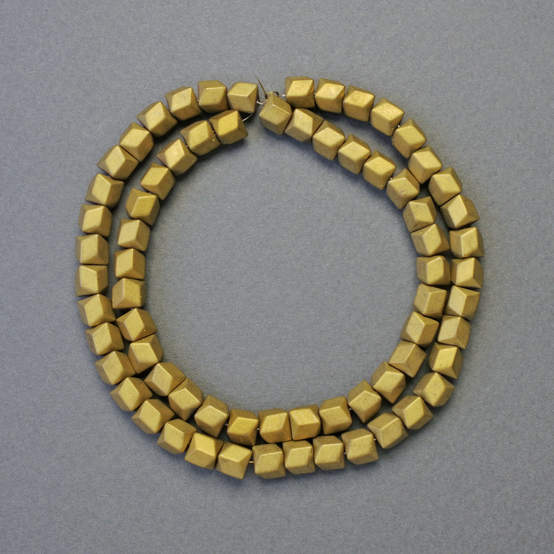 Hämatit-Sechseck-Zigzag-Perlen, gold matt, Durchmesser 6×6 mm, Länge ca. 42 cm, Strang