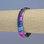 Hämatit-Armband in der Farbe 'Benzin-Welle', Durchmesser ca. 12×10 mm, Länge ca. 18 cm, elastisches Band