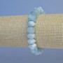 Armband aus facettiertem Aquamarin, Rondell, Durchmesser 10 × 6 mm ±, Länge 18 cm ±, elastisches Armband, handgefertigt