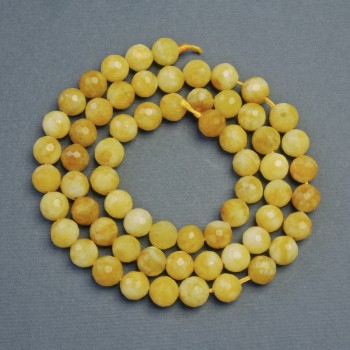 Gelbjadeit-Perlen, facettierte Kugeln, Durchmesser ca. 6 mm, Länge ca. 38 cm