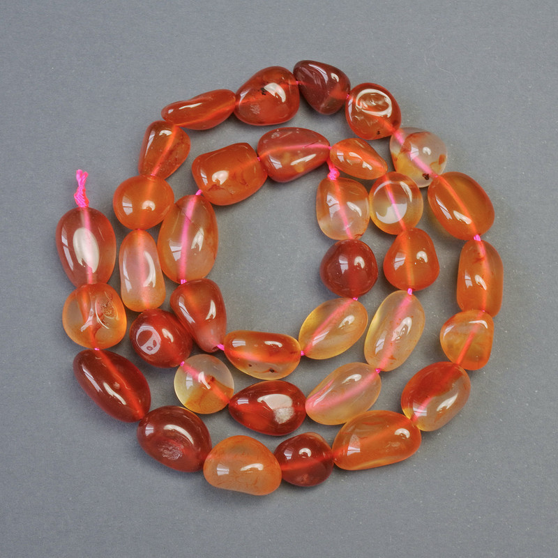 Karneol-Naturperlen, facettierte Perlen aus Naturstein, Durchmesser 10×12 mm, Länge ca. 39 cm, auf Schnur