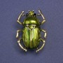 Brosche Skarabäus, grüne Emaille, goldfarbene Metallfarbe, 24×33 mm+