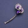 Brosche mit Anhänger "Kalyna-Blüte", violette Emaille, silbernes Metall, 52×23 mm+