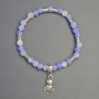 Armband aus Frost-Achat mit Bärenanhänger, Perlen-Durchmesser ca. 6 mm, Länge ca. 18 cm, Stretch