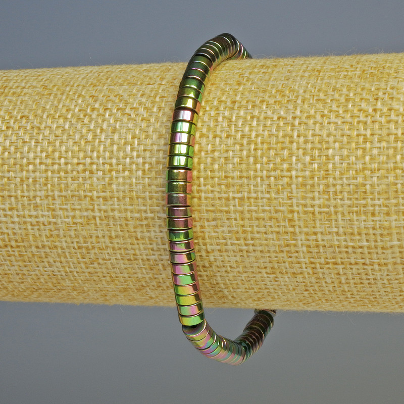 Hämatit-Rondellarmband, mehrfarbig, Durchmesser 5×2 mm ±, Länge 18 cm ±, Stretcharmband