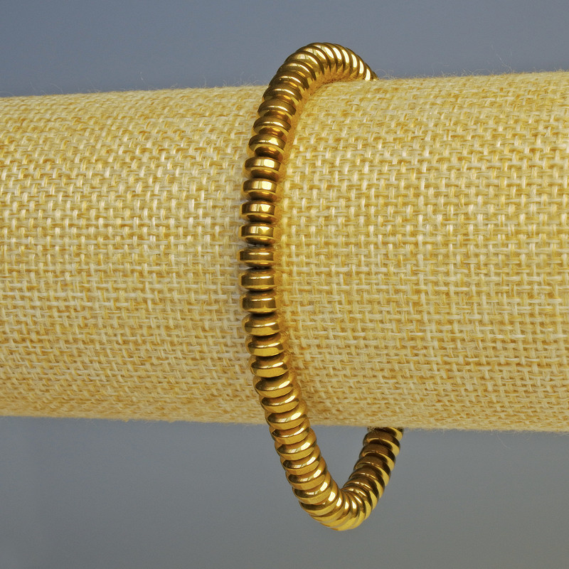 Hämatit-Rondellarmband, dunkelgoldfarben, Durchmesser ca. 6×3 mm, Länge ca. 18 cm, Stretcharmband