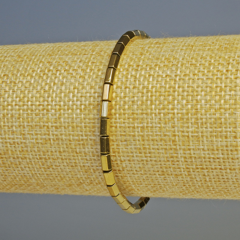 Hämatit-Armband mit sechseckigen Formen, goldfarben, Durchmesser 5×3 mm, Länge ca. 18 cm, Stretch